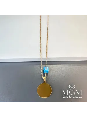 IEG - Çelik Plaka Kolye Nazar Boncuklu