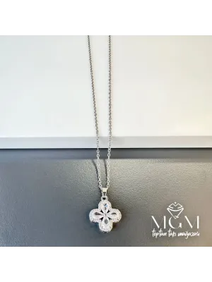 IEG - Çelik Zirkon Taşlı Yonca Kolye