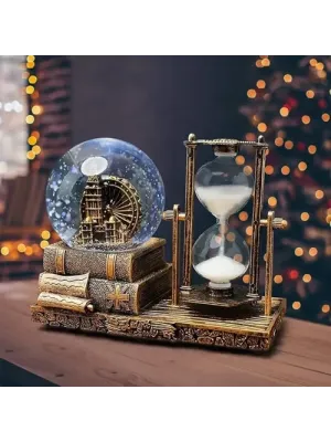 Dekoratif Kar Küresi ve Kum Saati Gold