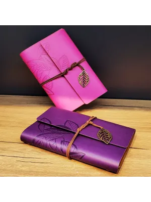 Deri Yaprak Desenli Çizgisiz Defter