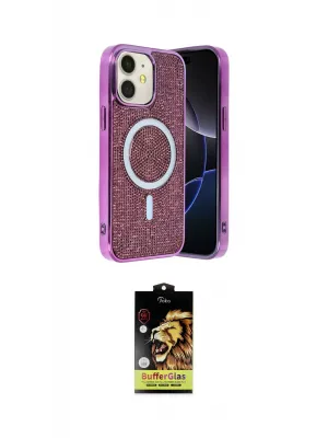 ieg™ iPhone 11 Kılıf Eksen Çizgi - Siyah Buffer Cam Ekran Koruyucu
