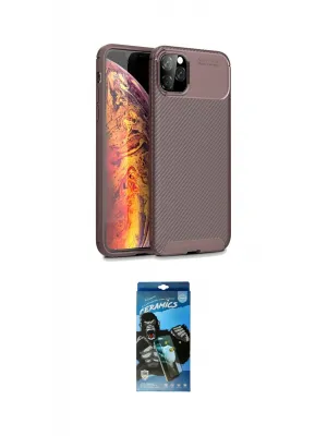 ieg™ iPhone 11 Pro Max Kılıf Eksen Form Prime - Siyah 34D Izgaralı Cam