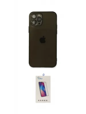 ieg™ iPhone 12 Pro Max Kılıf Ahenk Doku - Siyah Joko 5D Cam