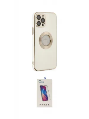 ieg™ iPhone 12 Pro Max Kılıf İz Form Serisi - Siyah Joko 5D Cam