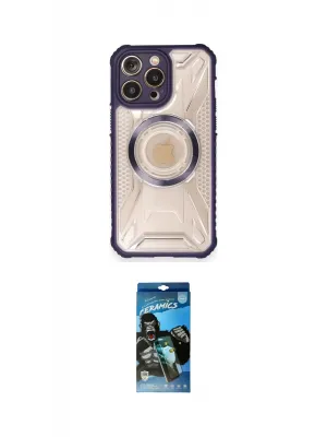 ieg™ iPhone 12 Pro Max Kılıf Kutup Modern - Siyah 34D Izgaralı Cam