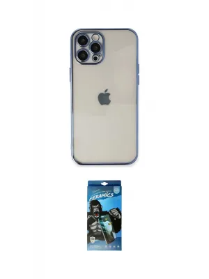ieg™ iPhone 12 Pro Max Kılıf Vadi Minimal - Siyah 34D Izgaralı Cam