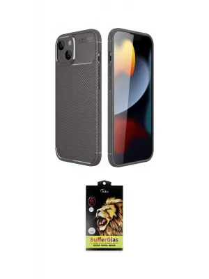 ieg™ iPhone 14 Kılıf Eksen Form Prime - Siyah Buffer Cam Ekran Koruyucu