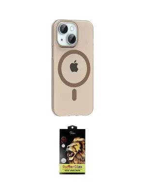 ieg™ iPhone 14 Kılıf Pusula Form Özel Seri - Siyah Buffer Cam Ekran Koruyucu
