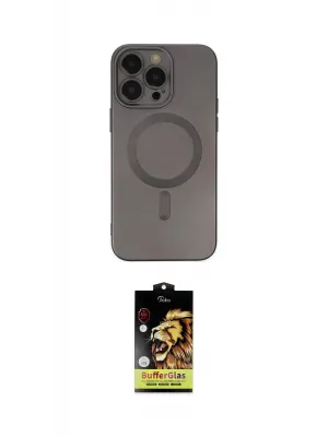 ieg™ iPhone 14 Pro Kılıf Akış Minimal Özel Seri - Siyah Buffer Cam Ekran Koruyucu