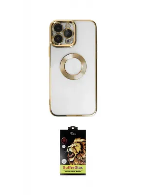 ieg™ iPhone 14 Pro Kılıf Pusula Form - Siyah Buffer Cam Ekran Koruyucu