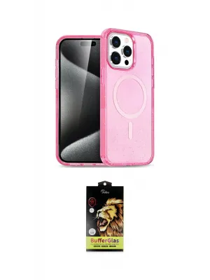 ieg™ iPhone 14 Pro Max Kılıf Eksen Doku Koleksiyonu - Siyah Buffer Cam Ekran Koruyucu