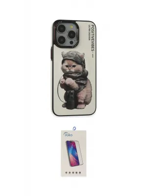 ieg™ iPhone 14 Pro Max Kılıf Siluet Modern Özel Seri - Siyah Joko 5D Cam