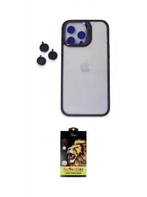 ieg™ iPhone 14 Pro Max Kılıf Yankı Asil Serisi - Siyah Buffer Cam Ekran Koruyucu