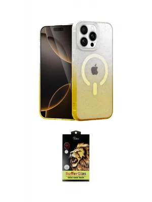 ieg™ iPhone 15 Pro Kılıf Eksen Minimal Özel Seri - Siyah Buffer Cam Ekran Koruyucu