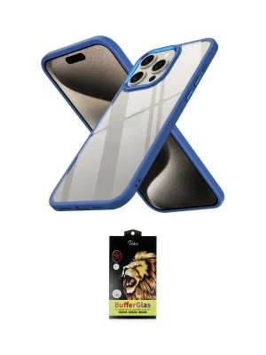 ieg™ iPhone 15 Pro Kılıf Nova Işık Serisi - Siyah Buffer Cam Ekran Koruyucu