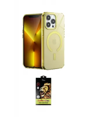 ieg™ iPhone 15 Pro Kılıf Yankı Çizgi - Siyah Buffer Cam Ekran Koruyucu