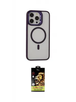 ieg™ iPhone 15 Pro Max Kılıf Ahenk Klasik Özel Seri - Siyah Buffer Cam Ekran Koruyucu