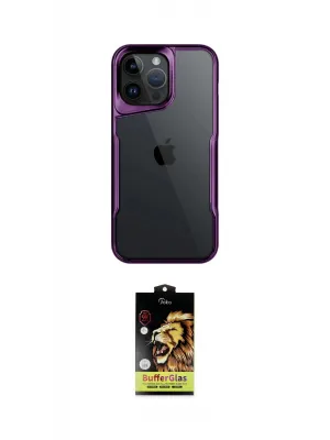 ieg™ iPhone 15 Pro Max Kılıf Akış Çizgi Koleksiyonu - Siyah Buffer Cam Ekran Koruyucu