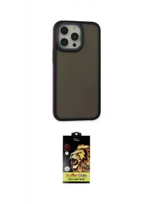 ieg™ iPhone 15 Pro Max Kılıf Eksen Işık - Siyah Buffer Cam Ekran Koruyucu