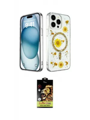 ieg™ iPhone 15 Pro Max Kılıf Kozmos Doku - Siyah Buffer Cam Ekran Koruyucu