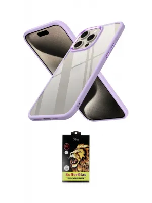 ieg™ iPhone 15 Pro Max Kılıf Nova Işık Serisi - Siyah Buffer Cam Ekran Koruyucu