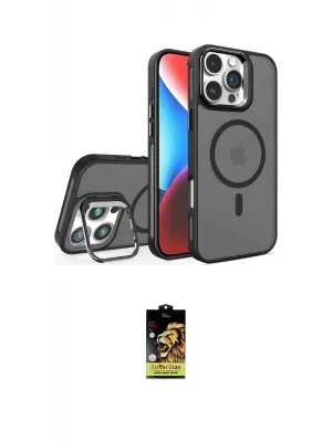 ieg™ iPhone 16 Pro Kılıf Akış Form - Siyah Buffer Cam Ekran Koruyucu