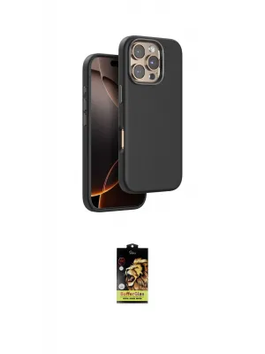 ieg™ iPhone 16 Pro Kılıf Kutup Modern - Siyah Buffer Cam Ekran Koruyucu
