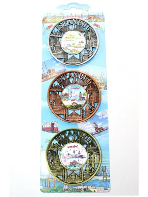 İstanbul Temalı Metal Magnet 3lü Set Model 2