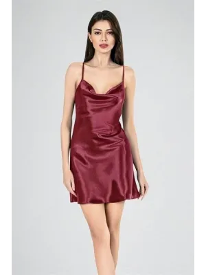 ieg™ Kısa Gecelik Degaje Bordo 7740
