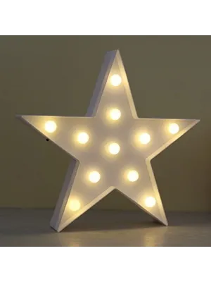 Led Işıklı Beyaz Yıldız Gece Lambası