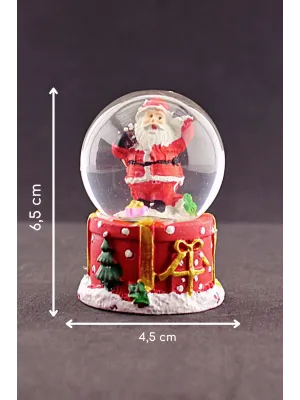 Merry Christmas Sevimli Noel Baba Temalı  Mini Boy Işıklı Kar Küresi 6,5 cm 1
