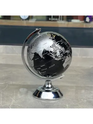 Metal Ayaklı Siyah Dünya Küresi