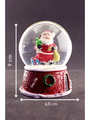 Noel Baba ve Hediyeleri Temalı Orta Boy Işıklı Kar Küresi 9 cm