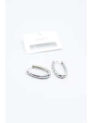 IEG - Oval Taşlı Küpe - Gümüş