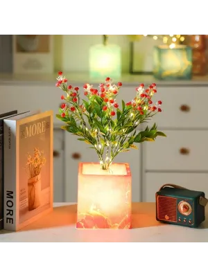 Pembe Saksılı LED Yapay Çiçek