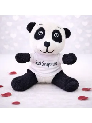 Seni Seviyorum Tişörtlü Sevimli Peluş Panda