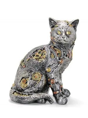 Steampunk Polyester Kedi Figürü Model 1