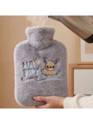 Stitch Figürlü Gri Peluş Sıcak Su Torbası 1 Litre