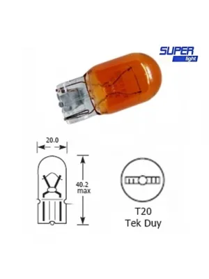 Super Light T20 Dipsiz Turuncu Park Ampulü Tek Duy 2li