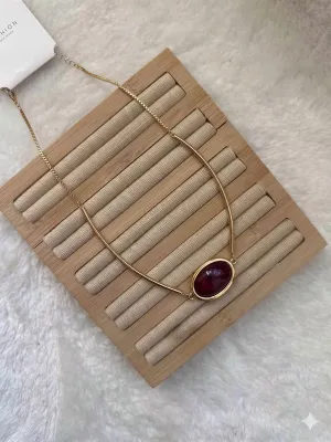 IEG - Taşlı Kolye - Bordo