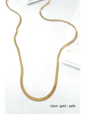 IEG - Uzun  İtalyan Çelik  Kolye-60cm - Altın
