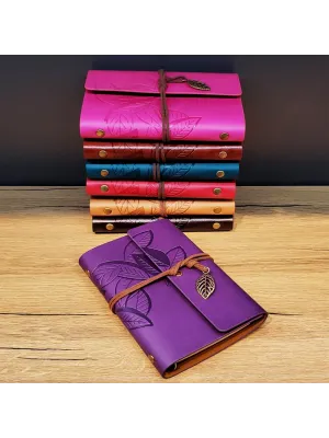 Yaprak Desenli Deri Defter Asorti
