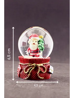 Yılbaşı 2023 Noel Baba ve Çam Ağacı Mini Boy Kar Küresi 6,5 cm