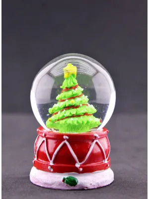 Yılbaşı Süslü Çam Ağacı Temalı Mini Boy Işıklı Kar Küresi 6.5 cm A