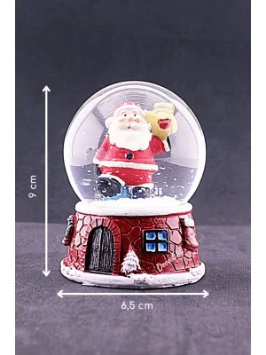 Yılbaşı Yeni Yıl Noel Baba Temalı Orta Boy Işıklı Kar Küresi 9 cm A