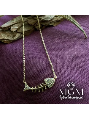 IEG - Zirkon Taşlı Kolye Gold