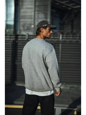 Erkek Kışlık Bisiklet Yaka 3 İplik Basic SweatShirt - Gri
