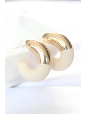 ietaks™ CCB Krem Gold Çift Renk Küpe