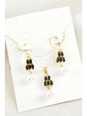 İnci Zirkon Taşlı Set Kolye