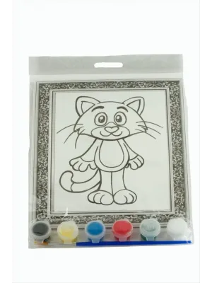 Kedi Desenli Boyama Tuval Seti